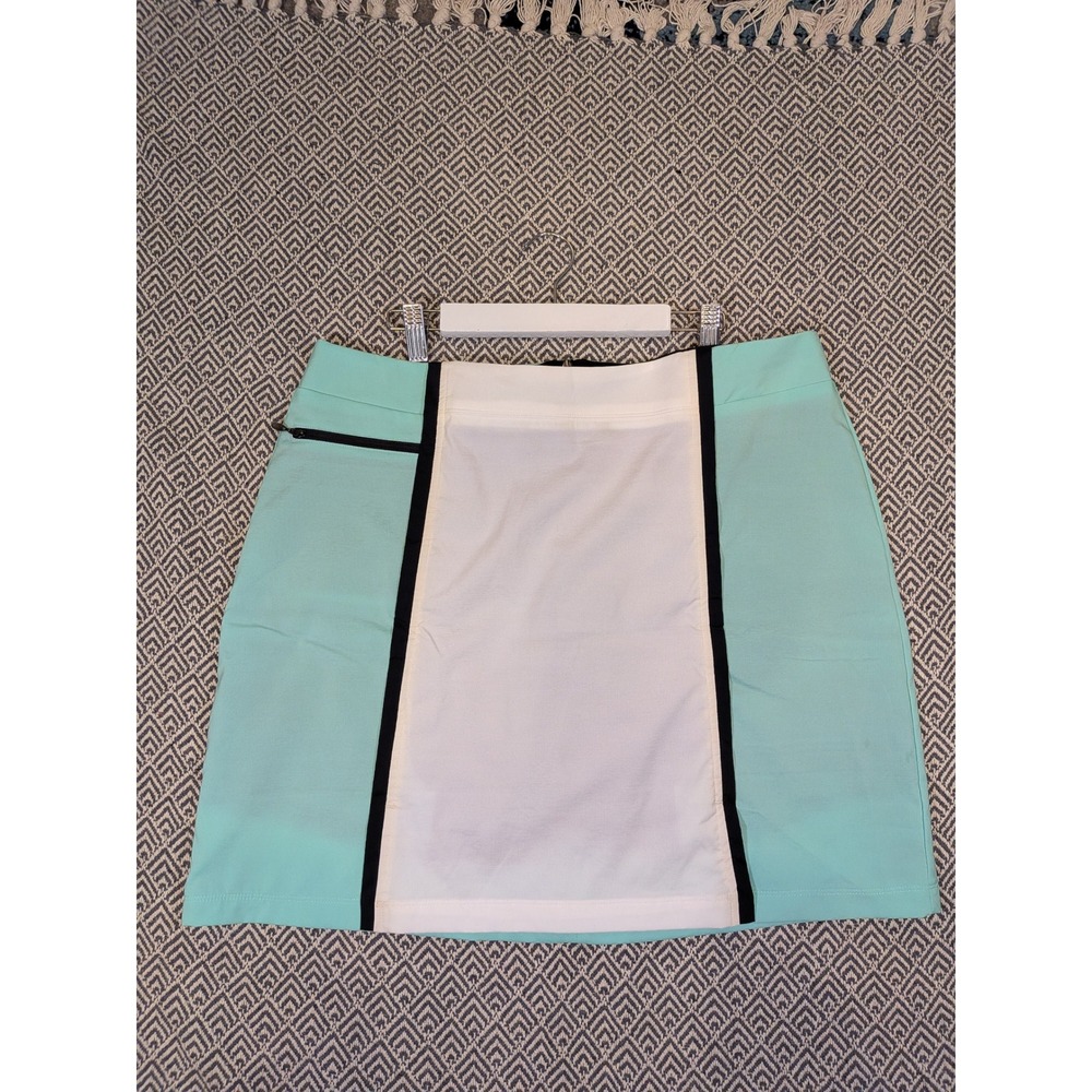 Nancy Lopez Golf Tri Skort Size 14 NWT Aqua White Colorblock Tennis Pickleball